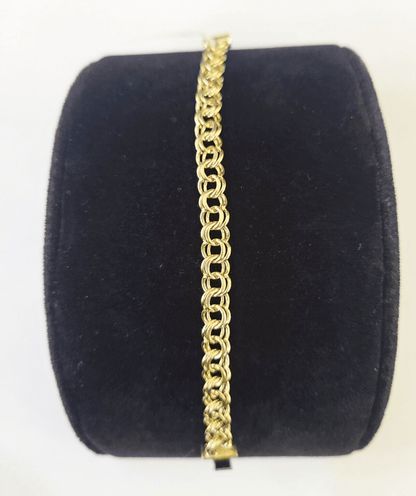 10k Chino ID Bracelet Yellow Gold Box Lock Real 10kt Men Women 6" - GoldenlinQ