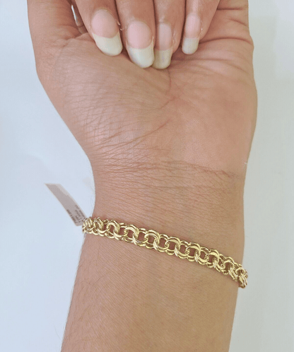 10k Chino ID Bracelet Yellow Gold Box Lock Real 10kt Men Women 6" - GoldenlinQ