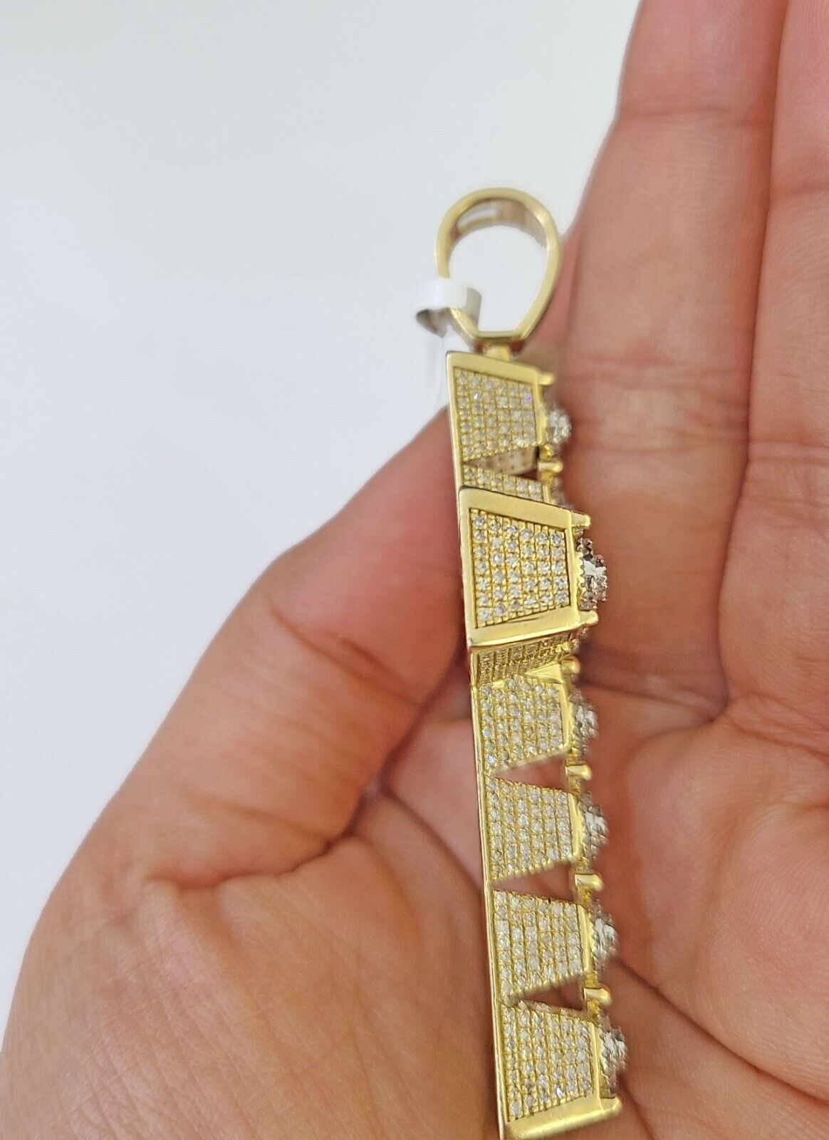10k Circular Shaped Diamond Cross Charm Made With Yellow Gold And Diamonds - Reva Jeweler