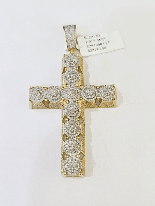 10k Circular Shaped Diamond Cross Charm Made With Yellow Gold And Diamonds - Reva Jeweler