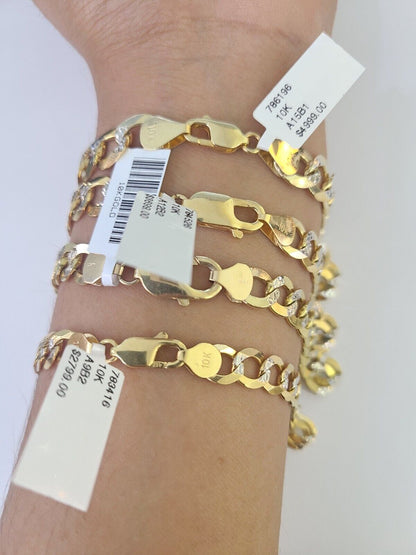10k Cuban Curb Bracelet Gold 6mm 7mm 8mm 9mm Diamond Cuts 7" 7.5" 8" 8.5" 9" - GoldenlinQ