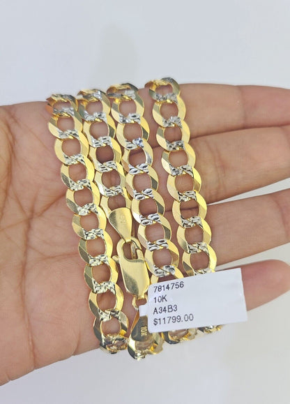 10k Cuban Curb Chain Link Solid Necklace Yellow Gold REAL 8mm 20" - 30" Real - GoldenlinQ