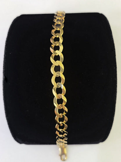 10k Cuban Curb link Bracelet 7" 7.5" 8" 8.5" 9" 8mm Solid Gold Lobster clasp - GoldenlinQ
