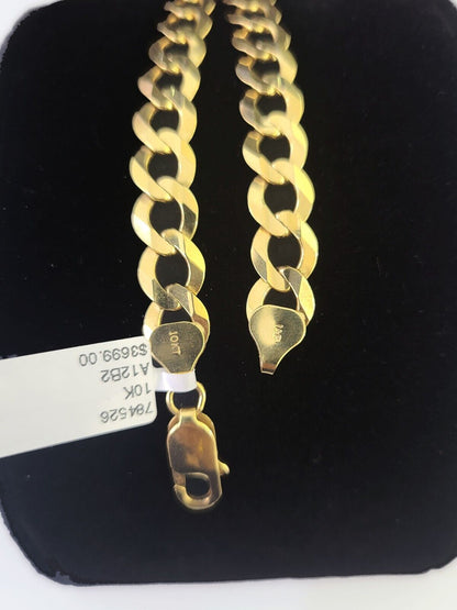 10k Cuban Curb link Bracelet 7" 7.5" 8" 8.5" 9" 8mm Solid Gold Lobster clasp - GoldenlinQ
