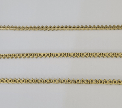 10k Diamond Chain Necklace Yellow Gold Men Women Diamond Cuts Real Genuine - GoldenlinQ