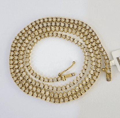 10k Diamond Chain Necklace Yellow Gold Men Women Real Genuine - GoldenlinQ
