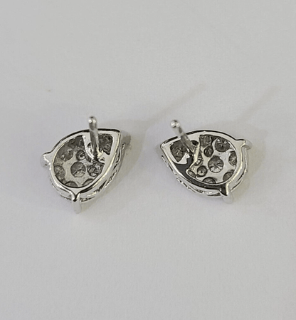 10k Diamond Earrings Yellow Gold Real Screw - Back Women Men Studs Pear Shaped - GoldenlinQ