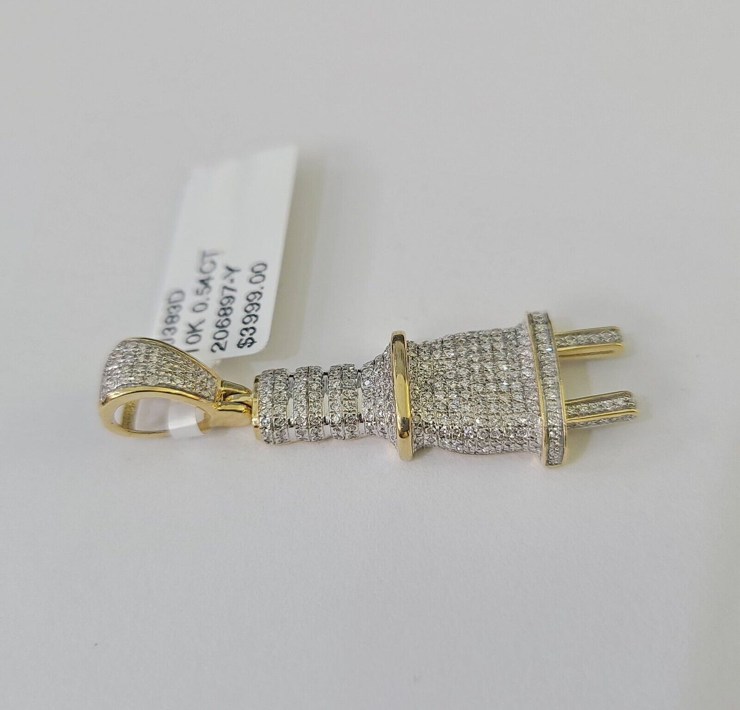 10k Diamond Plug Pendant Real Socket Charm Yellow Gold - GoldenlinQ
