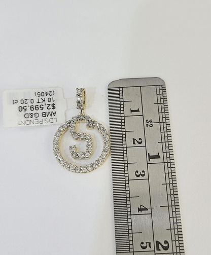 10k Diamond S Charm Pendant Initial Alphabet Letter Real Genuine Yellow Gold - GoldenlinQ