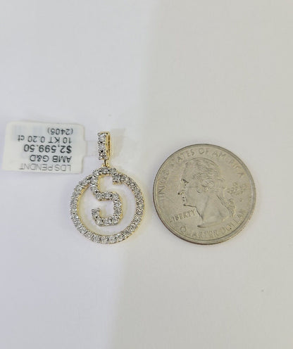 10k Diamond S Charm Pendant Initial Alphabet Letter Real Genuine Yellow Gold - GoldenlinQ