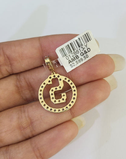 10k Diamond S Charm Pendant Initial Alphabet Letter Real Genuine Yellow Gold - GoldenlinQ