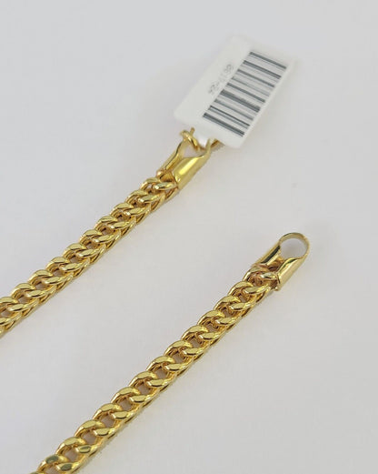 10k Franco Bracelet 4mm 9" Inch Yellow Gold Men Women Link Real 10kt - Reva Jeweler