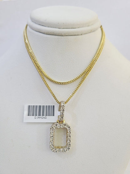 10K Franco Chain Diamond O Pendant Initial Charm Letter Necklace 18" - 24" 1.5mm - GoldenlinQ