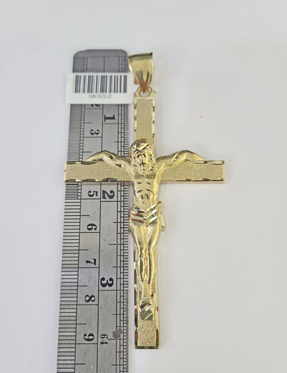 10K Franco Chain Jesus Crucifix Cross Pendant Charm Necklace 20" - 26" 3mm Gold - GoldenlinQ