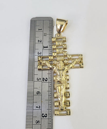 10K Franco Chain Jesus Crucifix Cross Pendant Charm Necklace 20" - 26" 3mm Gold - GoldenlinQ