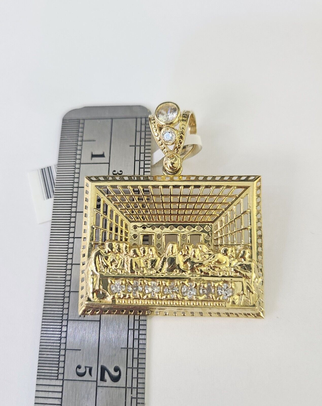 10K Franco Chain Last supper Pendant Charm Necklace 20" - 26" 2.5mm Yellow Gold - GoldenlinQ