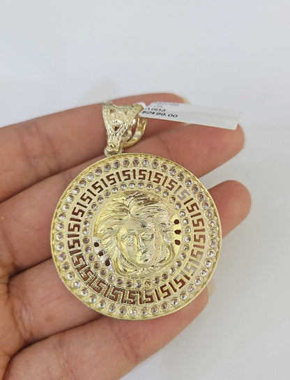 10K Franco Chain Medusa Head Pendant Charm Necklace 20" - 26" 2.5mm Yellow Gold - GoldenlinQ