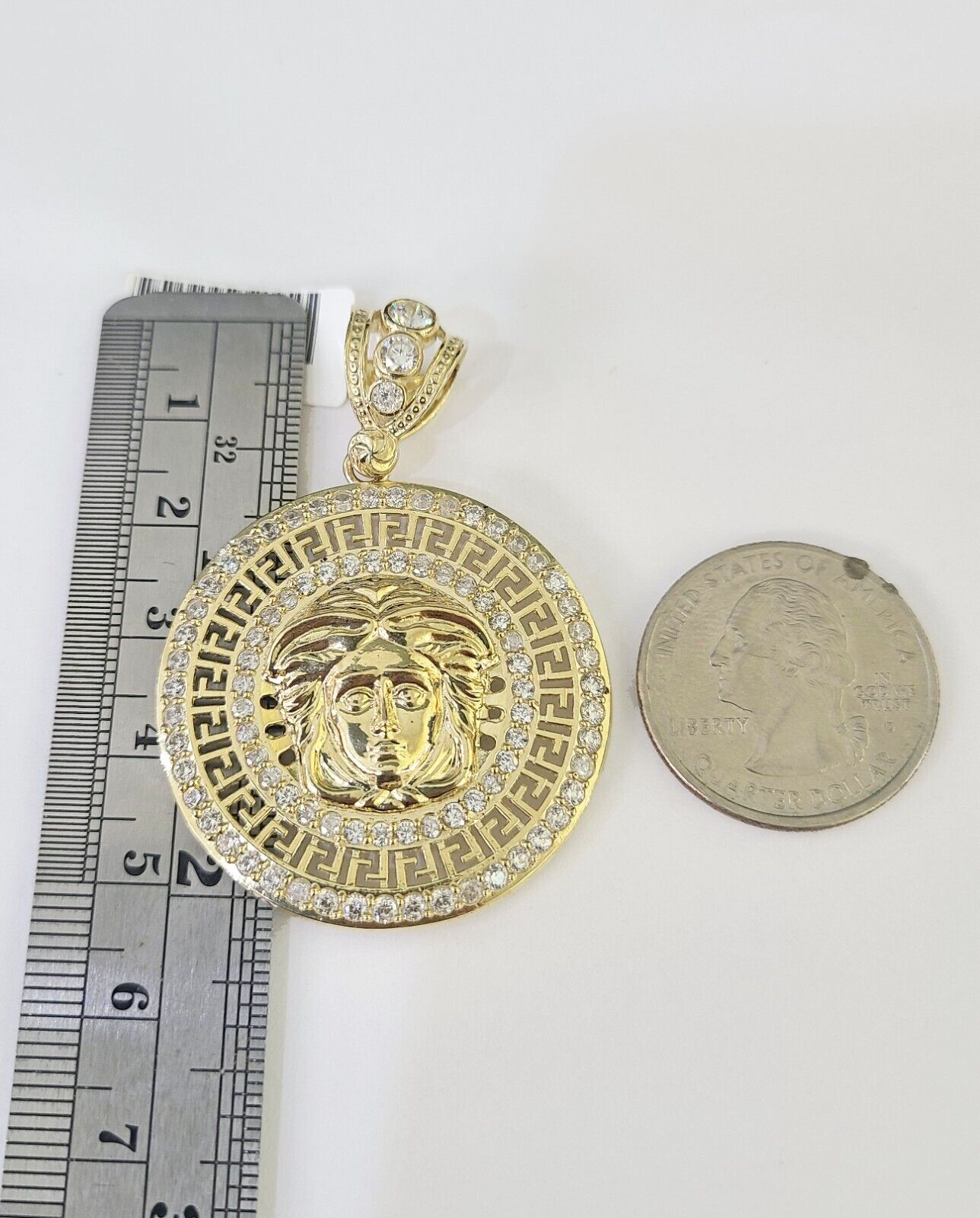 10K Franco Chain Medusa Head Pendant Charm Necklace 20" - 26" 2.5mm Yellow Gold - GoldenlinQ