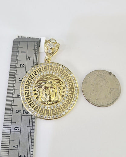 10K Franco Chain Medusa Head Pendant Charm Necklace 20" - 26" 2.5mm Yellow Gold - GoldenlinQ