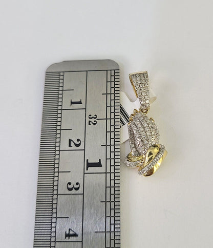 10K Franco Chain Praying Hands Pendant Diamond Necklace 16" - 22" 0.5mm Women - GoldenlinQ