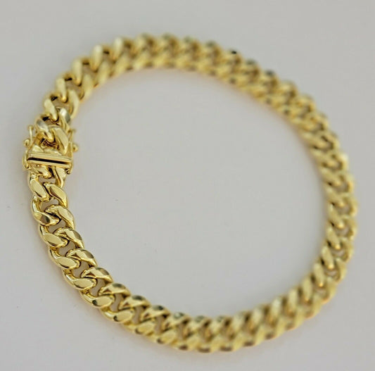 10k Gold 9mm Cuban Link Bracelet 7.5" Men's Box Lock REAL 10kt Thick Miami Cuban - Reva Jeweler