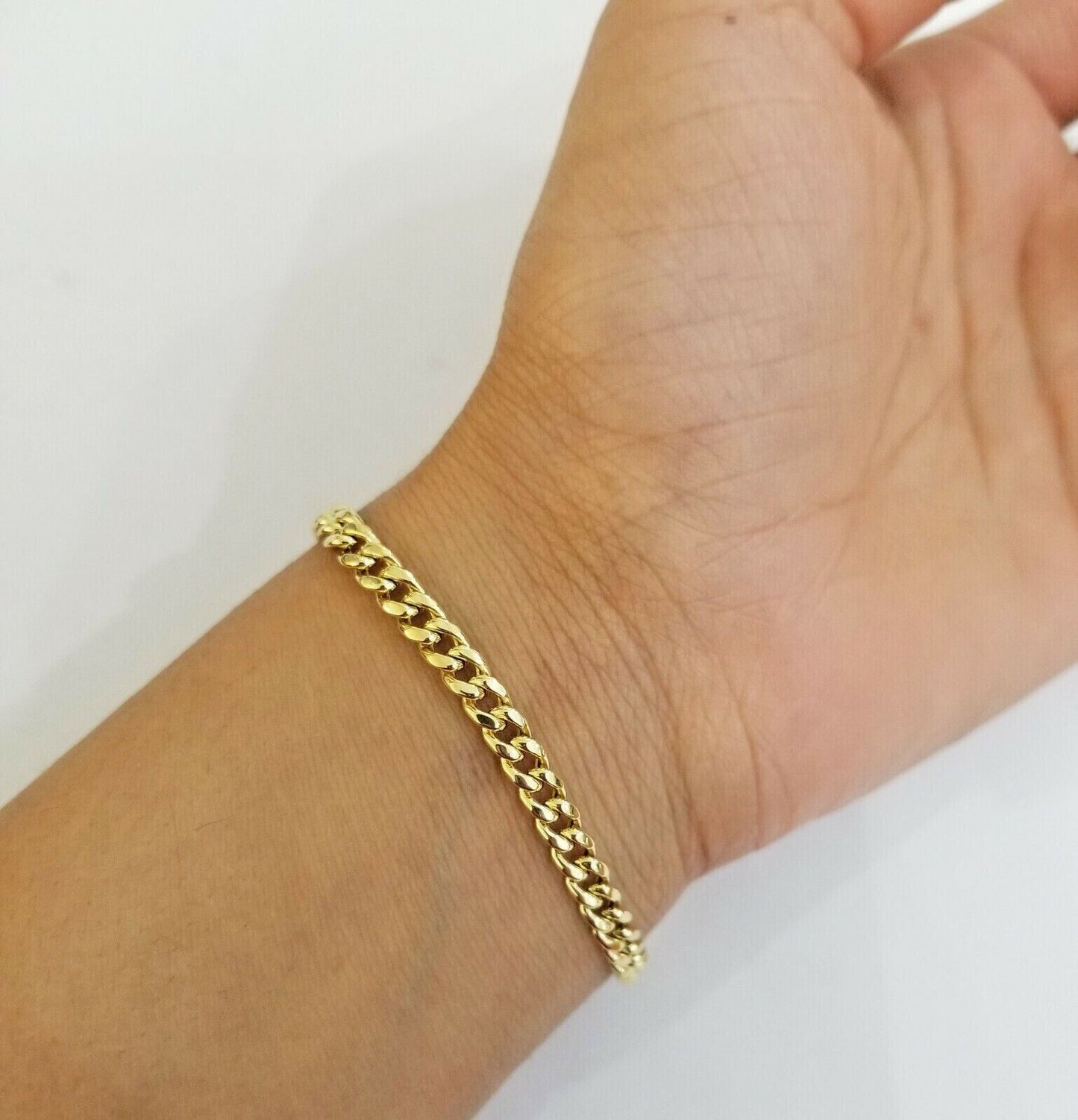 10k gold bracelet 8 Inch 4.5mm Miami Cuban Link With Lobster Lock Men Women REAL - Reva Jeweler