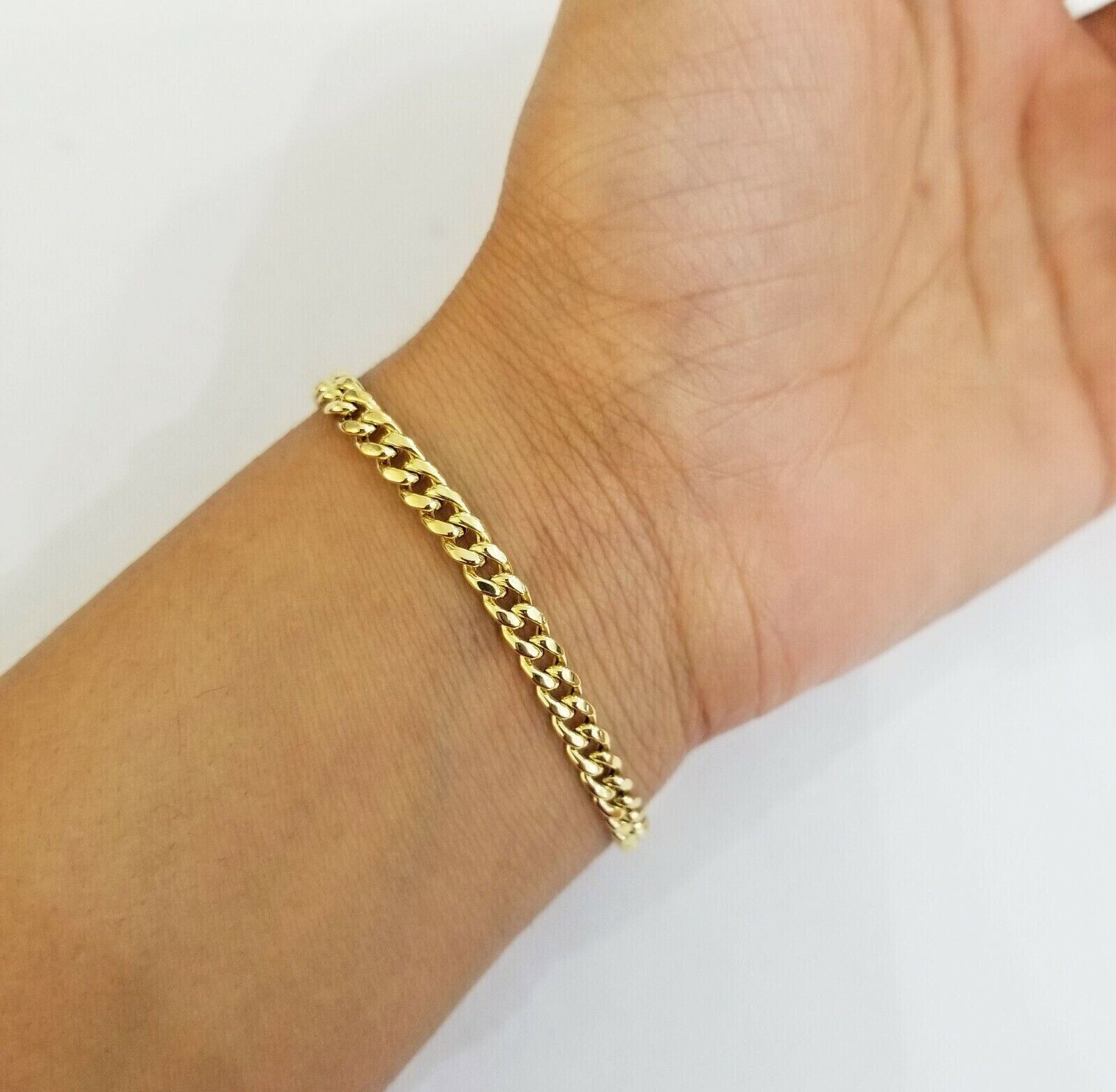10k gold bracelet 8 Inch 4.5mm Miami Cuban Link With Lobster Lock Men Women REAL - Reva Jeweler
