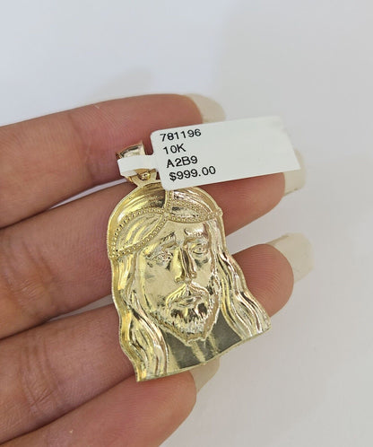 10k Gold Byzantine Necklace Jesus Head Charm 18 - 28 inch 3mm SET Chain Pendant - GoldenlinQ