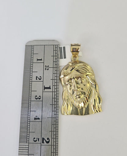 10k Gold Byzantine Necklace Jesus Head Charm 18 - 28 inch 3mm SET Chain Pendant - GoldenlinQ