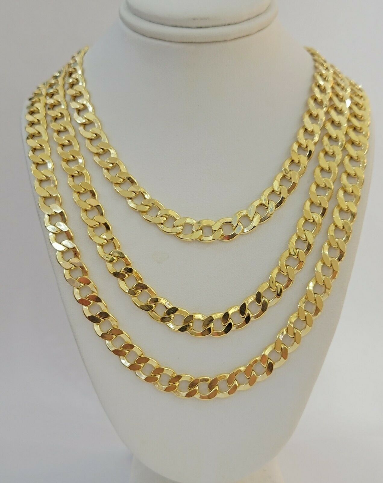 10k Gold Chain 8mm 24" Cuban Curb Link Necklace REAL 10kt Yellow Gold Men's 10 k - Reva Jeweler