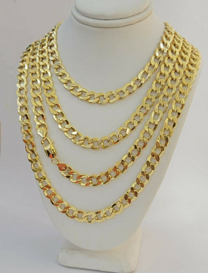 10k Gold Chain 8mm 24" Cuban Curb Link Necklace REAL 10kt Yellow Gold Men's 10 k - Reva Jeweler