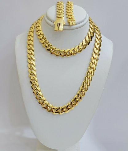 10k Gold Chain Miami Cuban Royal Link 8.5 mm 22" Inch Plain Necklace, REAL 10KT - Reva Jeweler