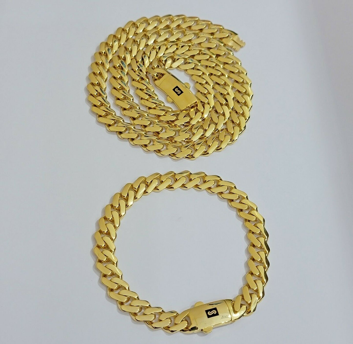 10k Gold Chain Miami Cuban Royal Link 8.5 mm 22" Inch Plain Necklace, REAL 10KT - Reva Jeweler