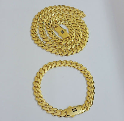 10k Gold Chain Miami Cuban Royal Link 8.5 mm 24" Shiny Plain Necklace, REAL 10KT - Reva Jeweler
