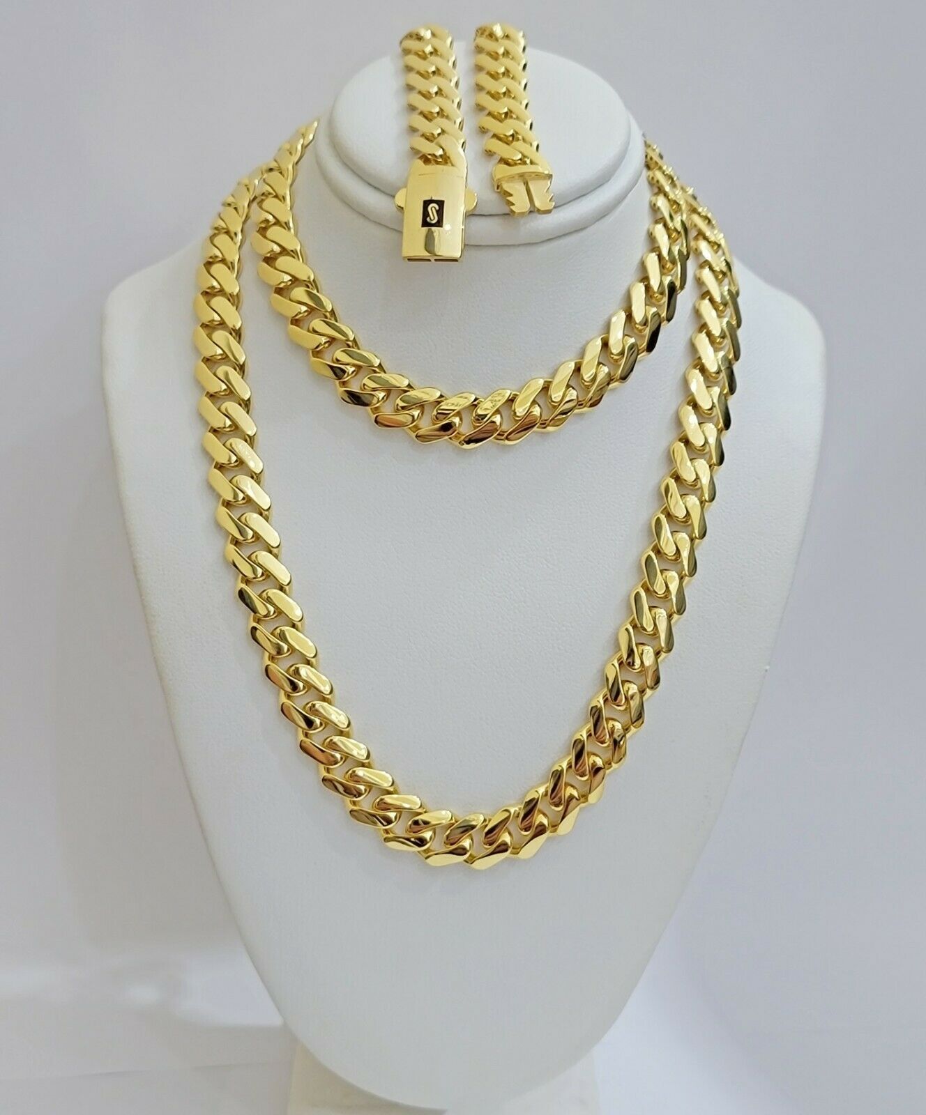10k Gold Chain Miami Cuban Royal Link 8.5 mm 24" Shiny Plain Necklace, REAL 10KT - Reva Jeweler