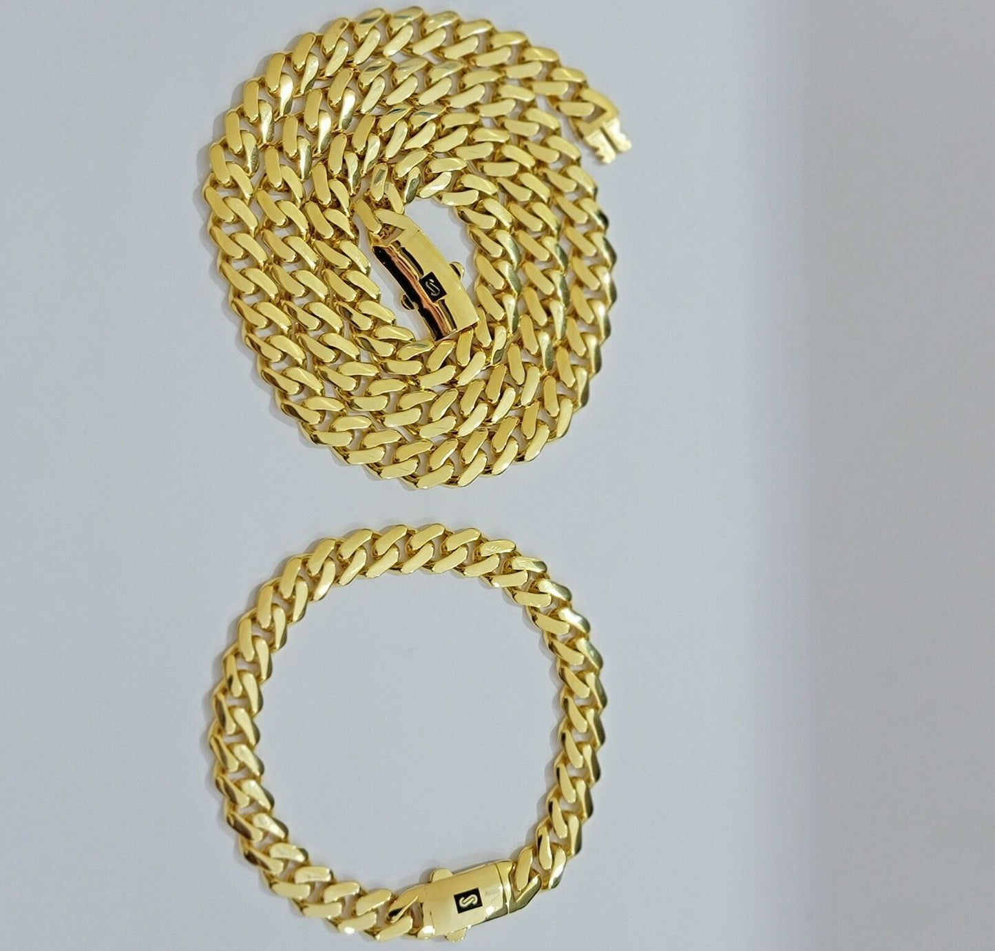 10k Gold Chain Miami Cuban Royal Link 8.5 mm 24" Shiny Plain Necklace, REAL 10KT - Reva Jeweler