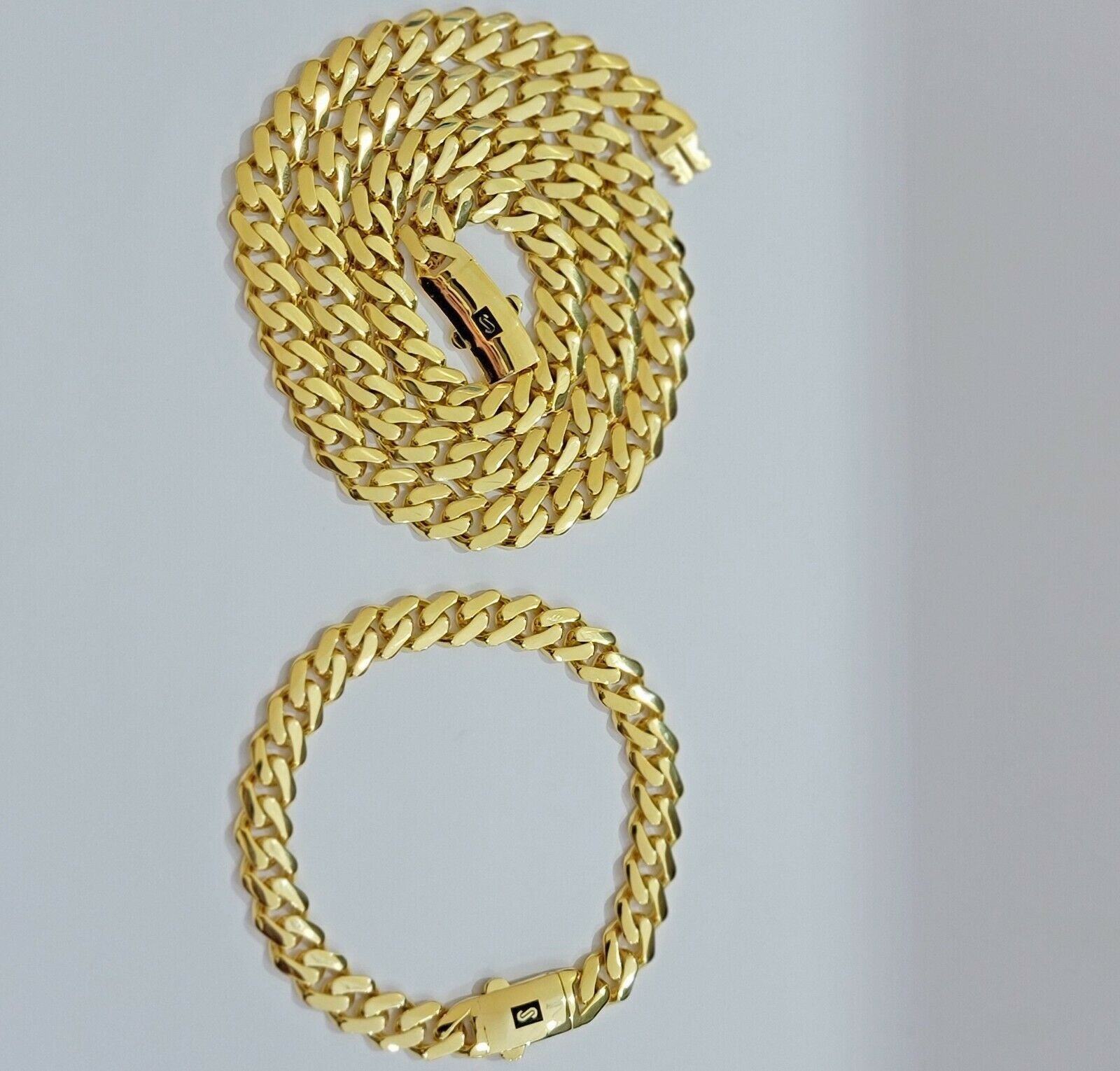 10k Gold Chain Miami Cuban Royal Link 8.5 mm 24" Shiny Plain Necklace, REAL 10KT - Reva Jeweler