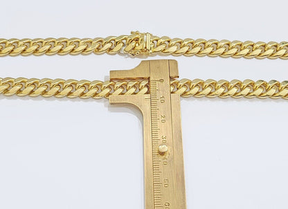 10k Gold Chain Necklace 24 Inch 9mm Miami Cuban Link Mens REAL 10kt Yellow Gold - Reva Jeweler