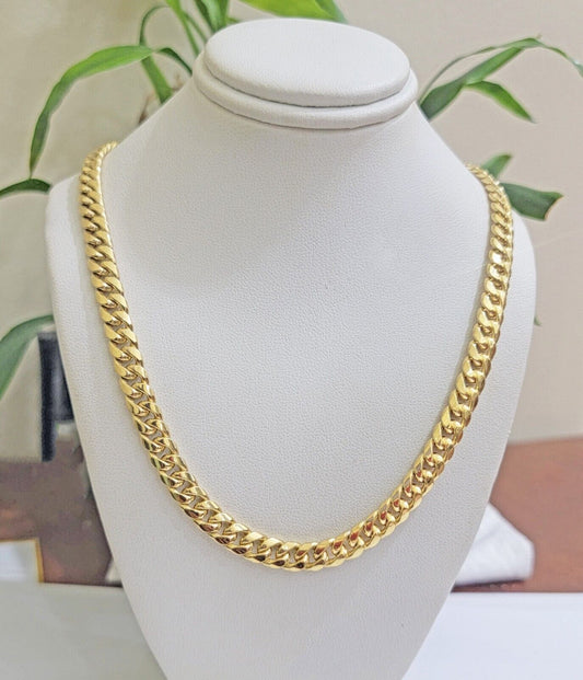 10k Gold Chain necklace 6mm Miami Cuban Link 20" - 26 Inch REAL 10kt Yellow Gold - Reva Jeweler