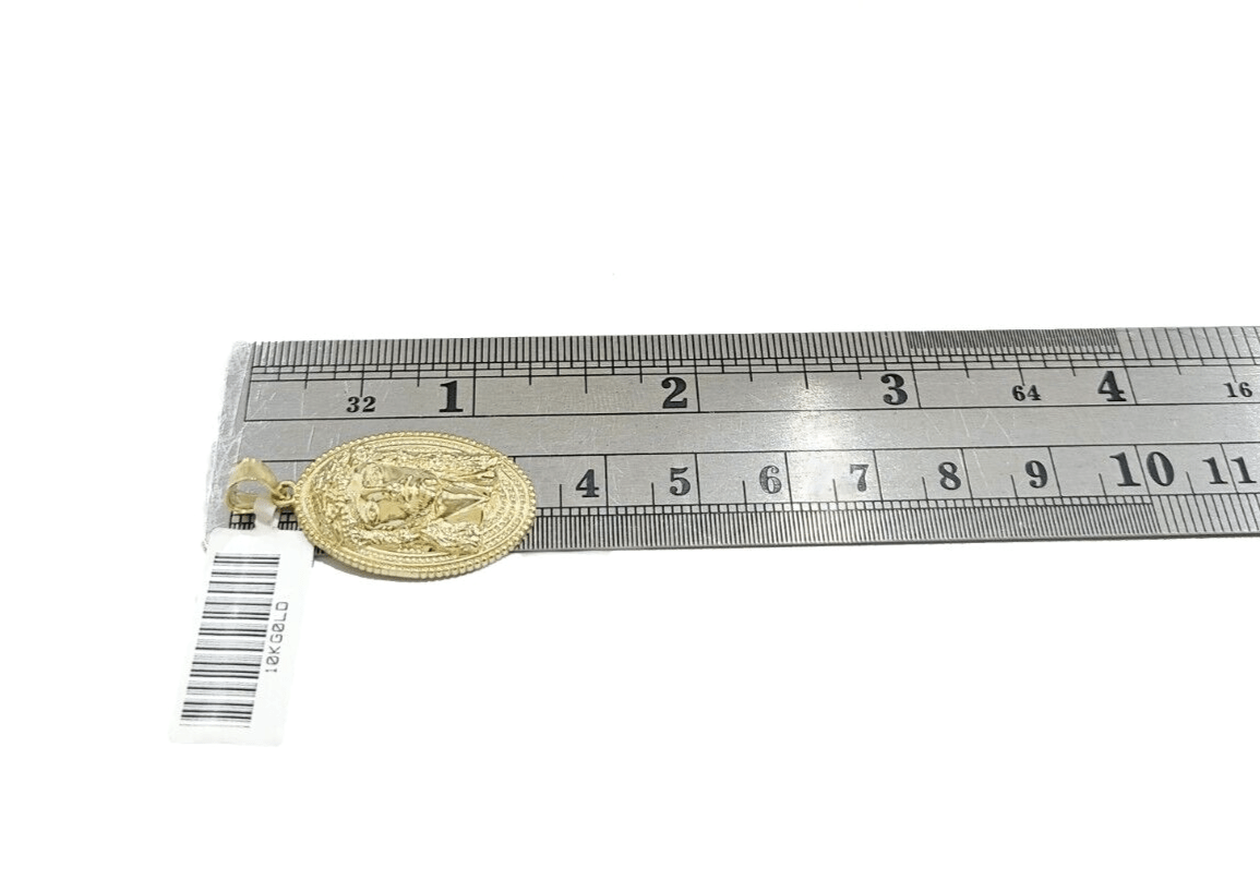 10k Gold Circular Jesus Head Charm Rope Chain Necklace 3mm 18''Set Pendant 10kt - Reva Jeweler