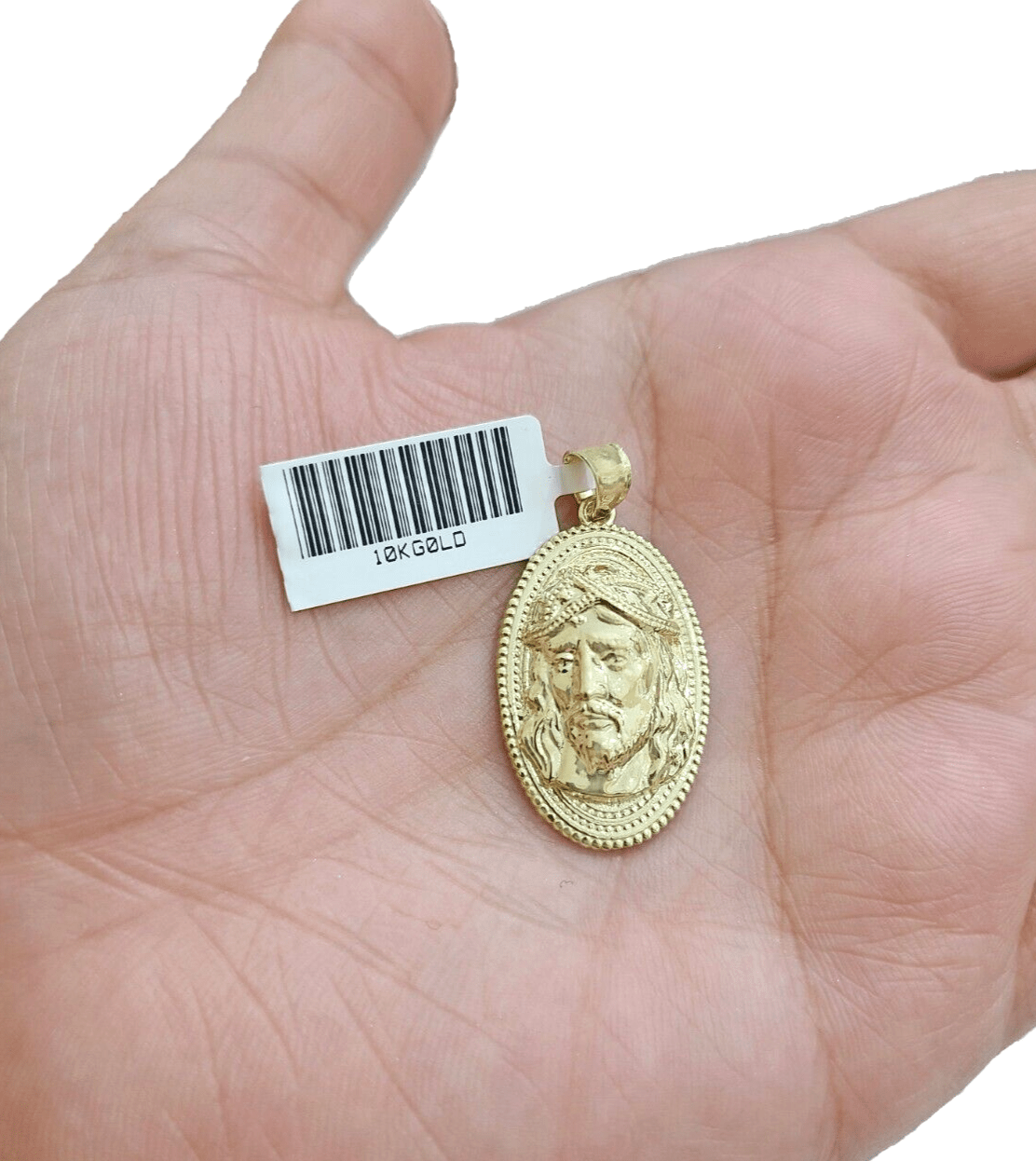 10k Gold Circular Jesus Head Charm Rope Chain Necklace 3mm 26'' Set Pendant 10kt - Reva Jeweler