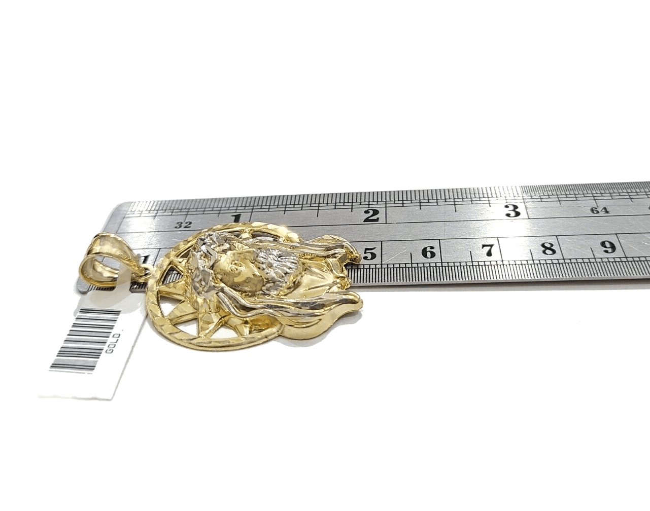 10k Gold Circular Jesus Star Head Charm Rope Chain Necklace 6mm 20'' Set Pendant - Reva Jeweler