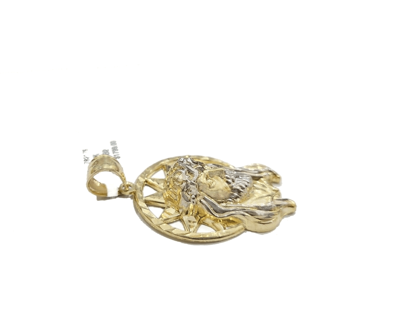 10k Gold Circular Jesus Star Head Charm Rope Chain Necklace 6mm 24'' Set Pendant - Reva Jeweler