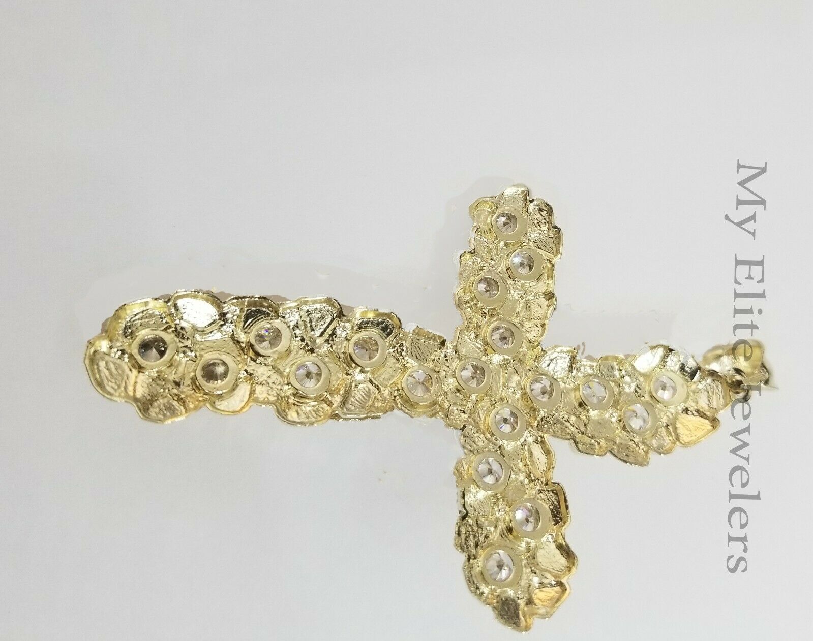 10k Gold Cross Pendant Men's 3.5 Inch long10kt Yellow Gold Jesus Crucifix, REAL - Reva Jeweler