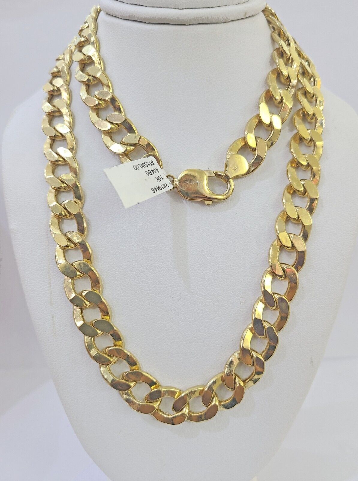 10k Gold Cuban Curb Link chain 10mm 26 Inch Real Yellow Gold Real Genuine - Reva Jeweler