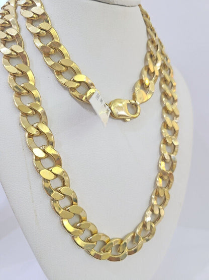 10k Gold Cuban Curb Link chain 10mm 26 Inch Real Yellow Gold Real Genuine - Reva Jeweler