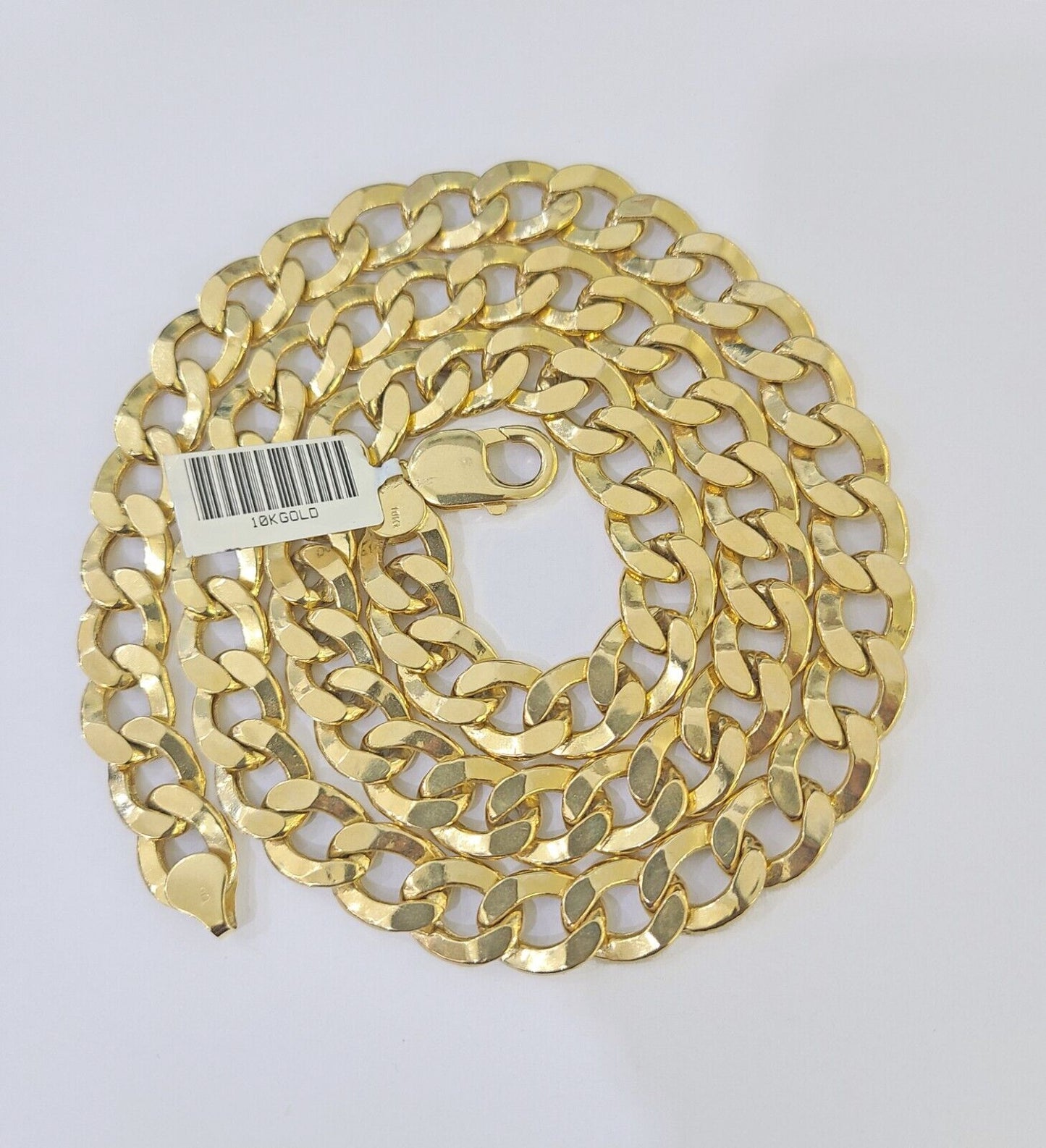 10k Gold Cuban Curb Link chain 10mm 26 Inch Real Yellow Gold Real Genuine - Reva Jeweler