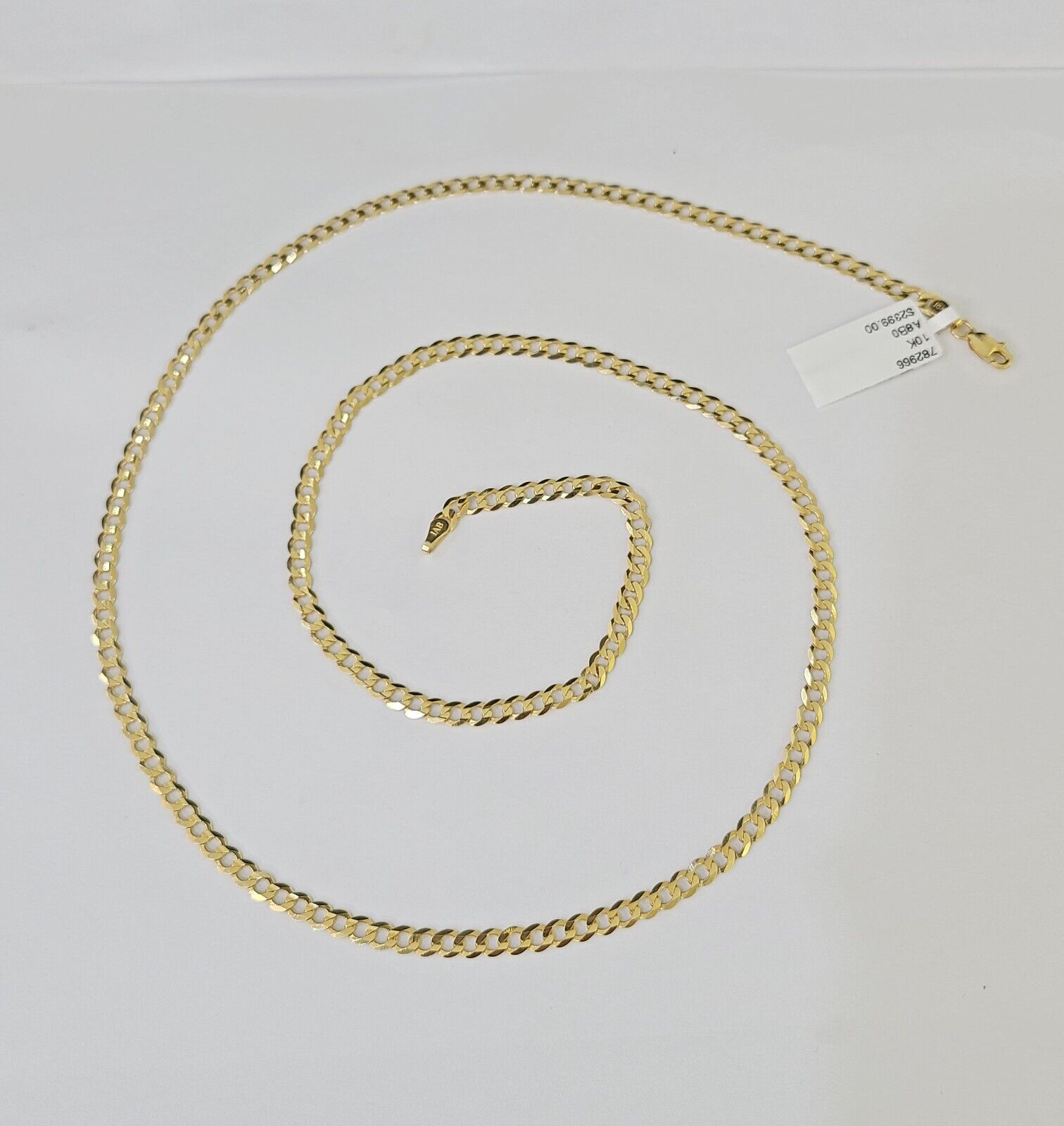 10k Gold Cuban Curb Link chain 4mm 24 Inch Real Yellow Gold Real Genuine - Reva Jeweler