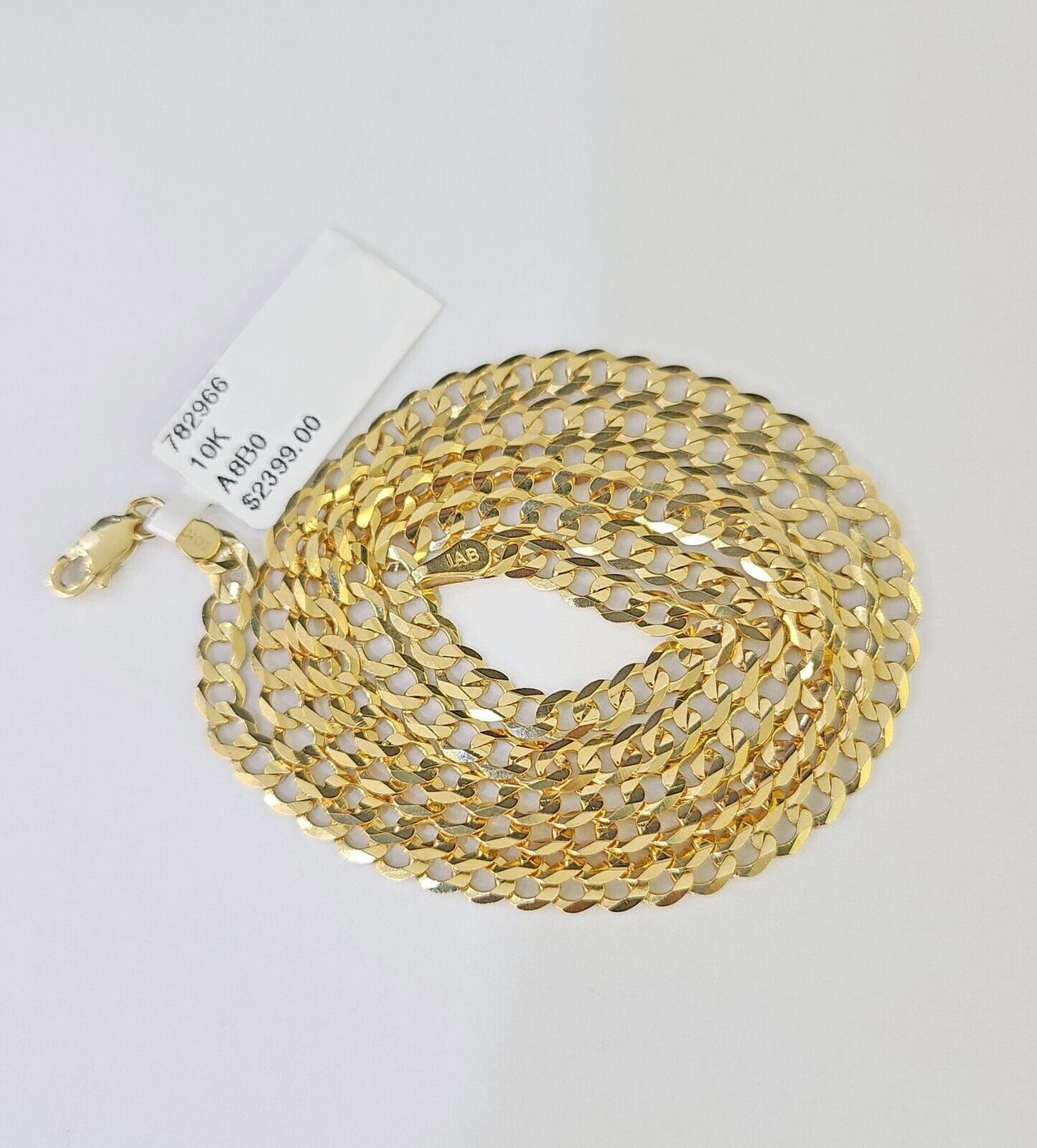10k Gold Cuban Curb Link chain 4mm 24 Inch Real Yellow Gold Real Genuine - Reva Jeweler