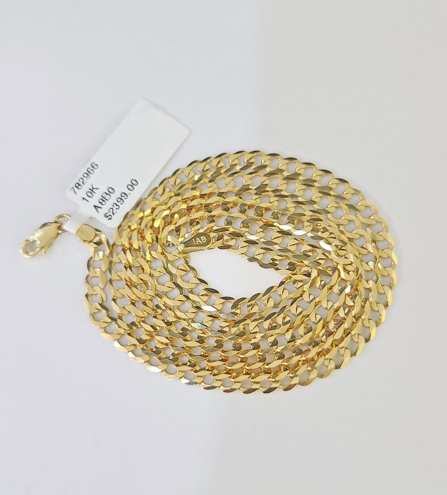10k Gold Cuban Curb Link chain 4mm 24 Inch Real Yellow Gold Real Genuine - Reva Jeweler